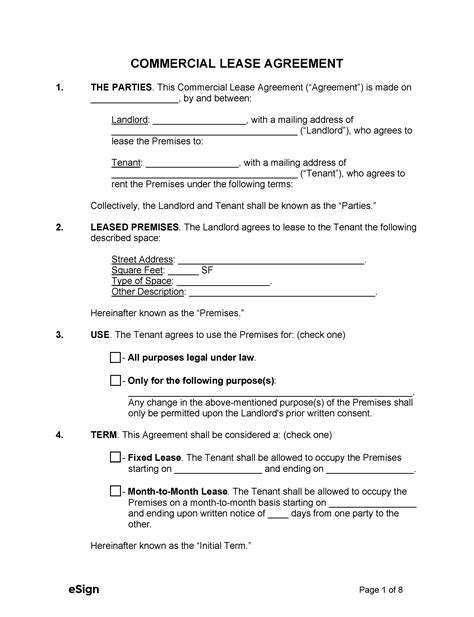 Free Commercial Lease Agreement Templates Pdf Word