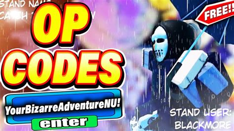 All New Secret Codes In Roblox Your Bizarre Adventure Nu Roblox