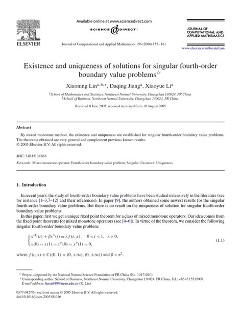 Existence And Uniqueness Of Solutions For Singular Fourth Order