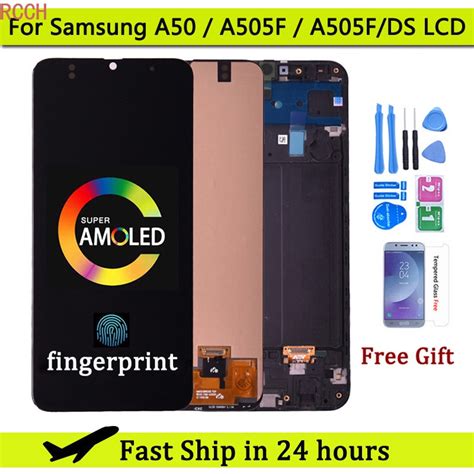 Super Amoled หน้าจอสัมผัสดิจิทัล Lcd พร้อมกรอบ สําหรับ Samsung Galaxy A50 Sm A505fn Ds A505f Ds