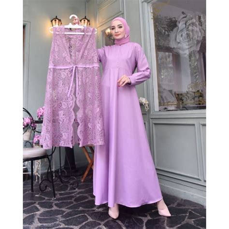 Jual Nisa Gamis Wanita One Set Jumbo Mix Brukat Bahan Toyobo Ukuran S M