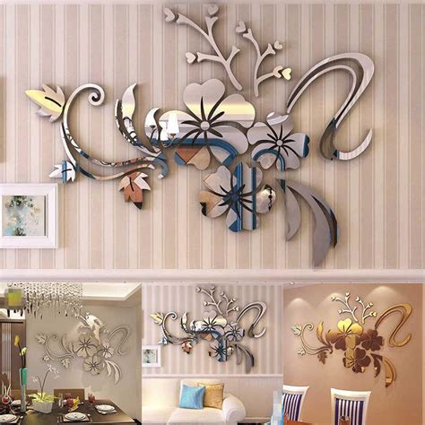 Buy 3d Mirror Floral Art Removable Wall Sticker Mural Decal Home Room