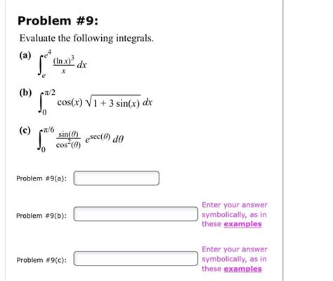 Answered Evaluate The Following Integrals а 1 Bartleby