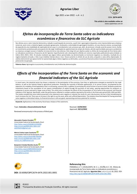 PDF Efeitos da incorporação da Terra Santa sobre os indicadores