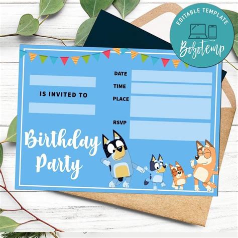 Bluey Fill In Blank Invitation Customizable Template DIY Bobotemp