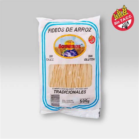 FIDEOS DE ARROZ TRADICIONAL SOYARROZ X 500 GRS SIN TACC