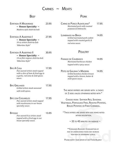 Madeira Restaurant Menus In East Providence Rhode Island United States