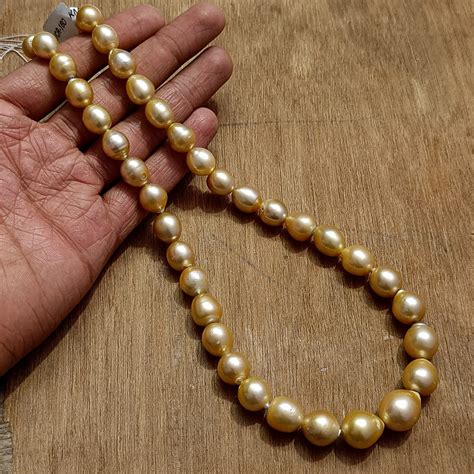 Natural Golden South Sea Pearl Beads For Jewelry Making 10 14mm Natural