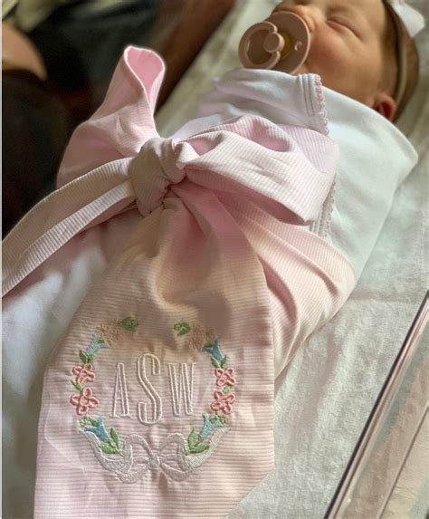 Bow Sash With Floral Wreath With Or Letter Monogram Baby Baby