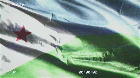 Vhs Video Casette Record Djibouti Flag Waving On The Wind Glitch Noise