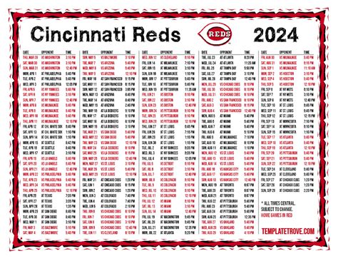 Printable 2024 Cincinnati Reds Schedule