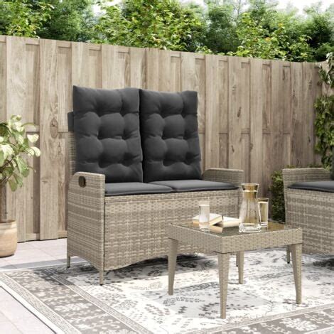 Banc Inclinable De Jardin Et Coussins Gris Clair R Sine Tress E