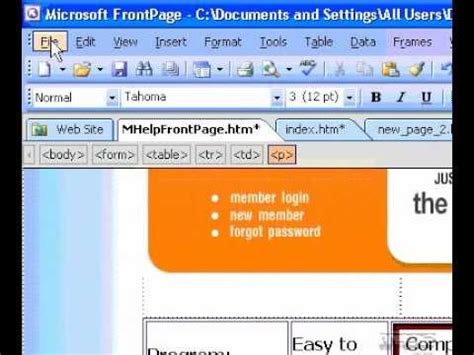 Microsoft Office FrontPage 2003 Create A New Web Page YouTube