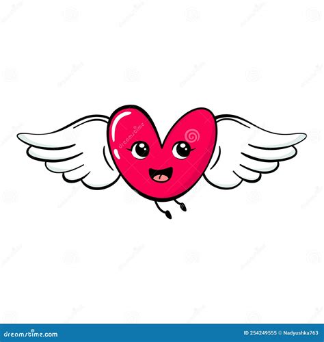 Cute Cartoon Heart Face Kawaii Character Vector Illustartion Stock