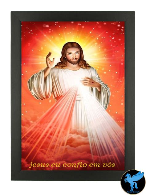 Quadro Jesus Misericordioso Confio Em V S X Cm Vidro