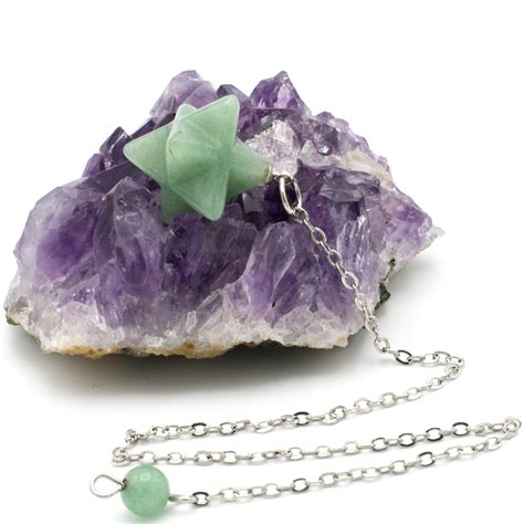 Pendule Divinatoire Merkaba En Pierre Naturelle Aventurine Verte