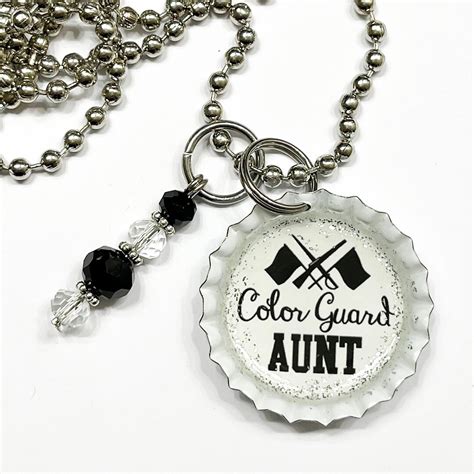 Single Color Guard Bottle Cap Charm Necklace Color Guard Aunt Etsy