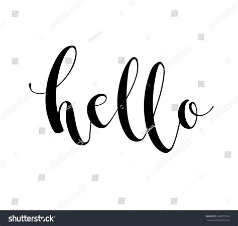 Hello Calligraphy Brush Pen Lettering Isolated Stock Vector Royalty