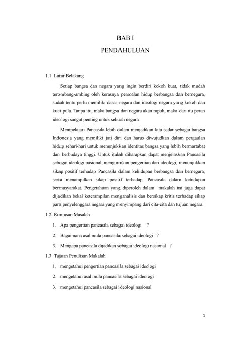 Makalah Pancasila Sebagai Ideologi Nasiona 1 Bab I Pendahuluan 1