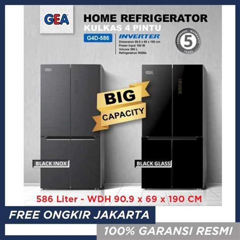 Jual Gea G D Kulkas Side By Side Inverter G D Black Inox Black