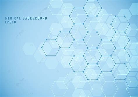 Abstract Geometric Hexagon Structure Medical Science Network Pattern On Blue Background