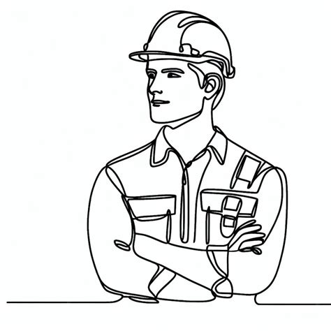 Page Line Drawing Worker Day Labour Day Premium Ai Generated Image