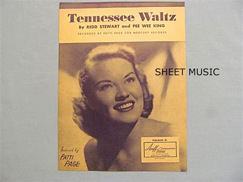 1940s Sheet Music Tennessee Waltz Patti Page 1948 Pop Hit Etsy