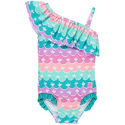 Rufflebutts Girls Mermaid One Shoulder Ruffle One Piece Swimsuit Academy