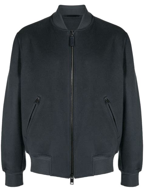 Brioni Lamb Suede Shearling Lined Bomber Jacket In 4400 Petroleum Blue