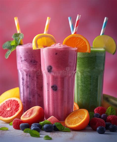 Colorful Fruit Smoothies Stock Illustration Illustration Of Dessert