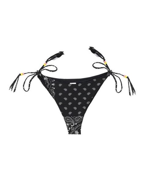 Mc Saint Barth Graphic Printed Side Tied Bikini Briefs In Black Lyst