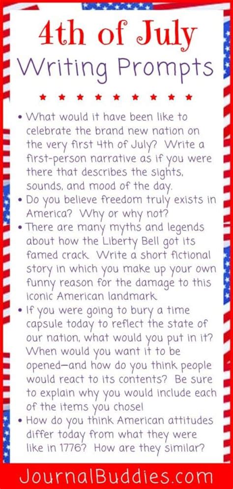 4th Of July Facts And Writing Prompts