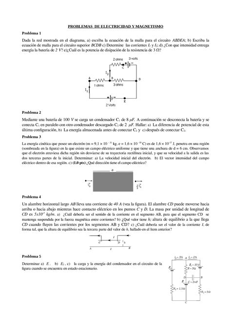 Problemas Examen 02 Problemas De Electricidad Y Magnetismo