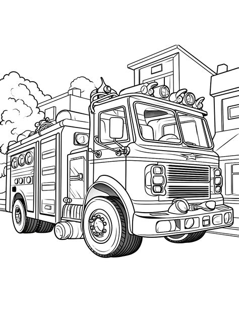 Fire truck drawing easy - Free Printable Coloring Pages