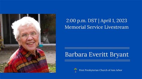 Barbara Bryant Memorial Service Youtube