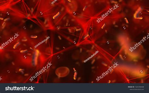 Bacteria Virus Red Infecting Blood Cells Stock Illustration