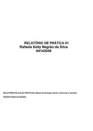 Relat Rio Pr Tica Bases Da Biologia Celular Molecular E Tecidual