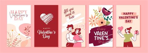 Set of Valentines day cards. Romantic cards and messages for all lovers ...