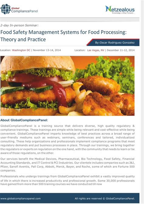 PDF Food Safety Management Systems For Food Processing Theory And