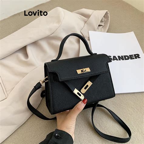 Lovito Elegante Bolsa Feminina Pequena De Ombro Lisa Quadrada Fecho