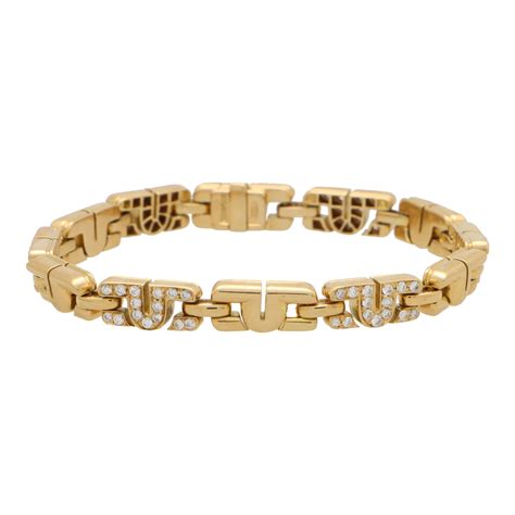 Bvlgari 18K Yellow Gold And Diamond Bracelet At 1stDibs