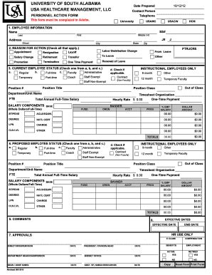 Fillable Online Southalabama Healthcare Management University Of South