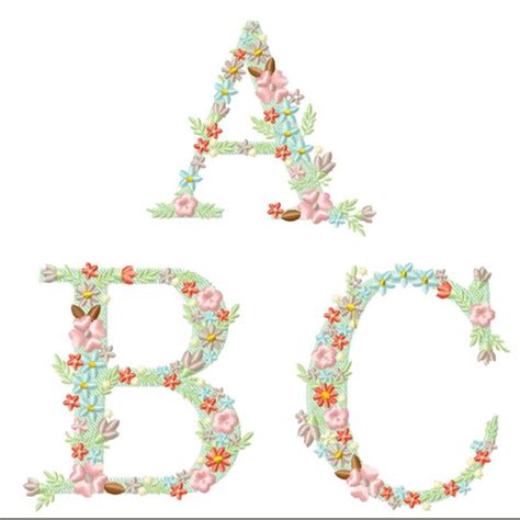 Matrizes De Bordado Alfabeto Floral Letras Maiúsculas Elo7