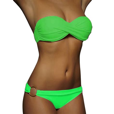 Sexy Women High Waist Bikini Swimsuit Swimwear Female Bandeau