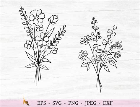 Wildflower Svg Bouquet Flowers Svg Spring Svg Files For Etsy