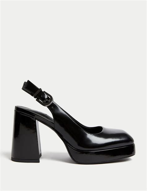 Leather Patent Platform Slingback Shoes Mands Collection Mands