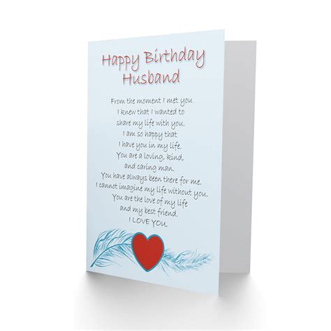 Artery8 Birthday Husband Love Poem Greetings Card Plus Envelope Blank Inside - Walmart.com