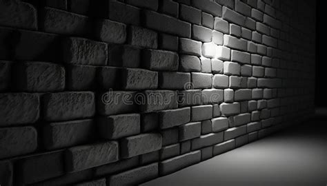 Una Foto En Blanco Y Negro De Una Pared De Ladrillo Iluminada Por Un