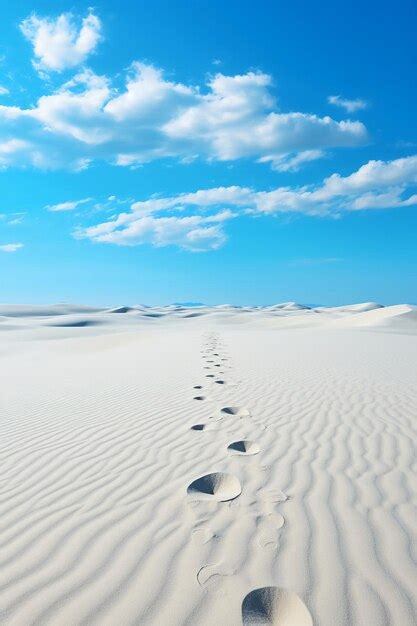 Premium AI Image | Human FOOTPRINTS on white sand AI generative