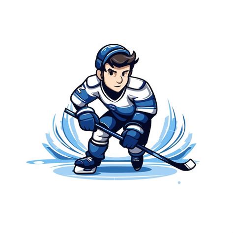 Jugador de hockey sobre hielo con el palo Ilustración vectorial al